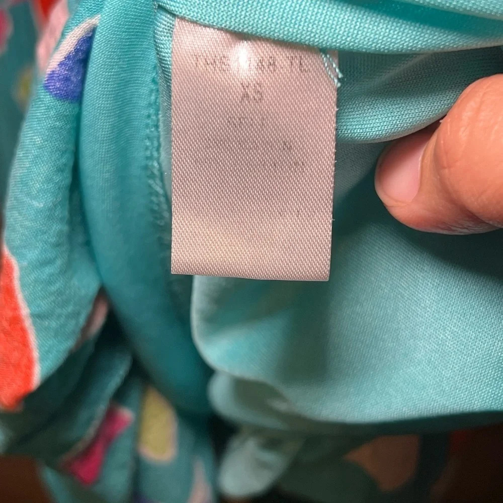 THML Teal Tiered Ruffle Geometric Printed Dress size XS - Picture 6 of 10